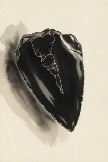 검은 흑요석 한 덩이를 그린 그림